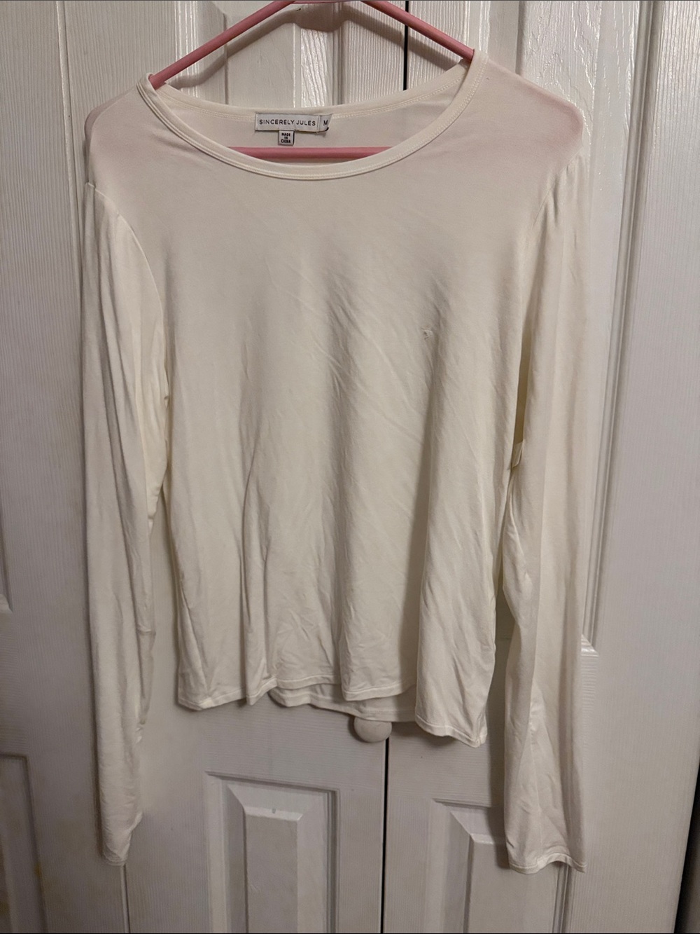Sincerly Jules Long Sleeve Crewneck Top - Cream